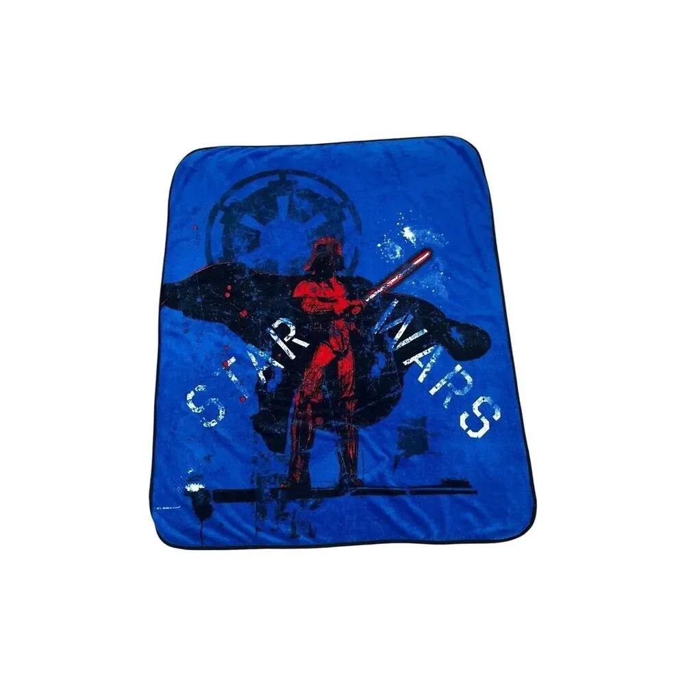 Rare Star Wars Darth Vader Blue Fleece Throw Blanket 2011 Dark Side Lightsaber